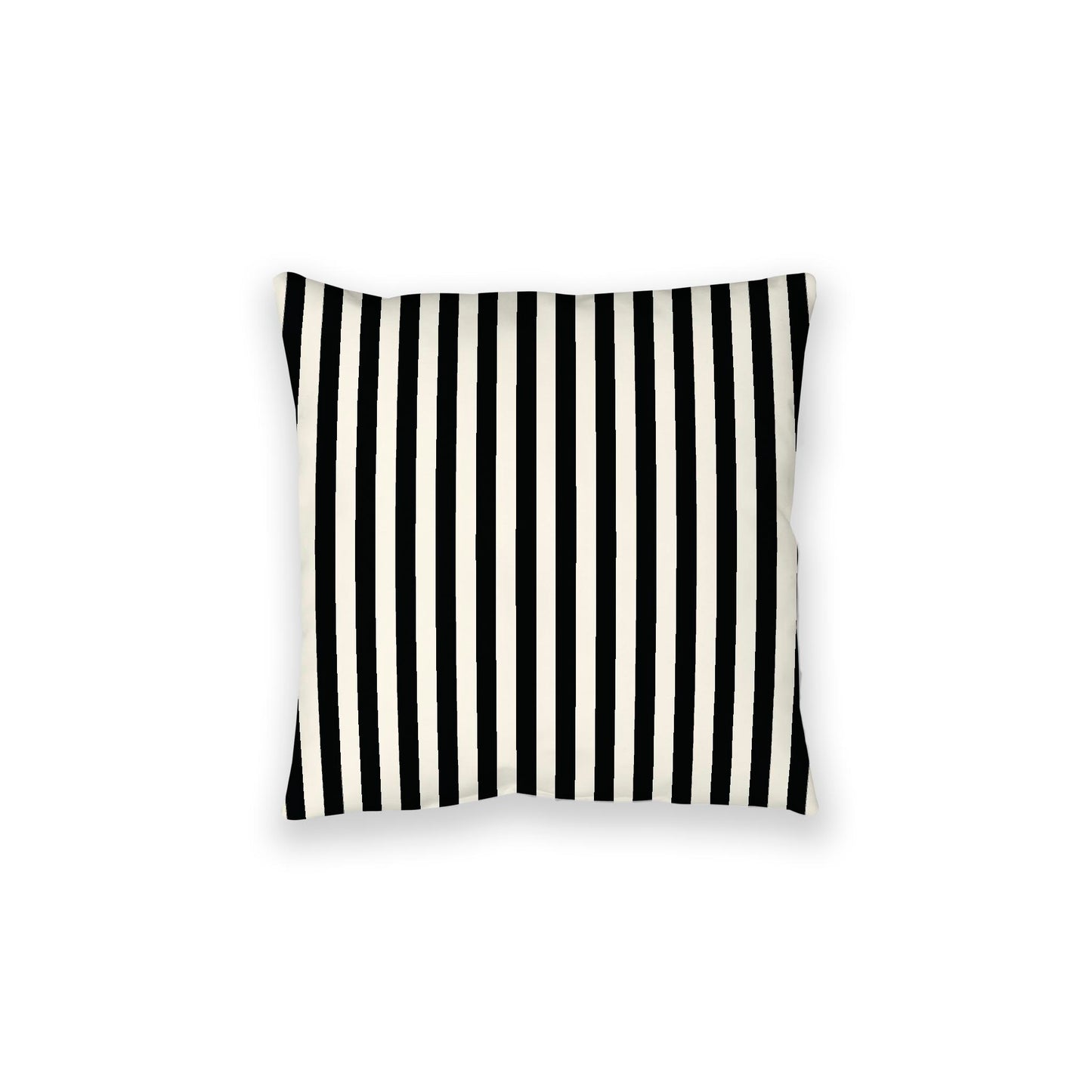 Pale Cream Spun Polyester Floor Pillow, Bold Black Bars on Top, Pale Cream Bottom, 28 x 28 inches