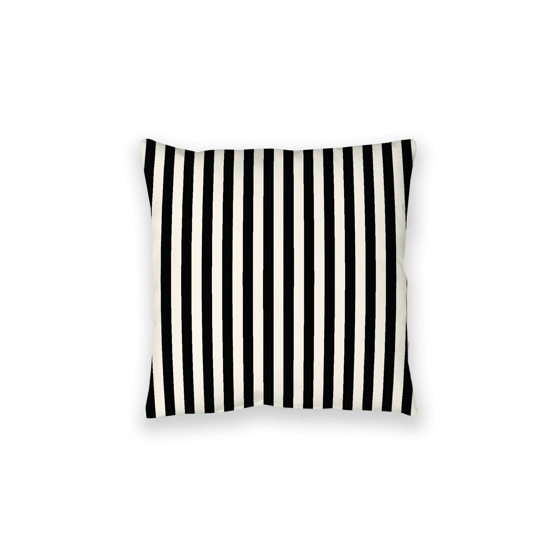 Pale Cream Spun Polyester Floor Pillow, Bold Black Bars on Top, Pale Cream Bottom, 28 x 28 inches
