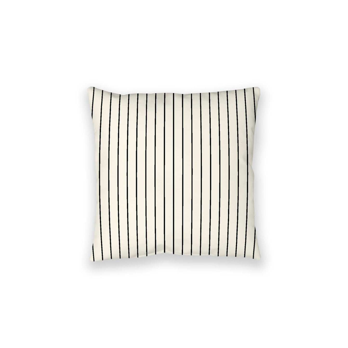 Pale Cream Spun Polyester Floor Pillow, Black Stripes on Top, Pale Cream Bottom, 28 x 28 inches