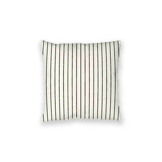 Pale Cream Spun Polyester Floor Pillow, Black Stripes on Top, Pale Cream Bottom, 28 x 28 inches