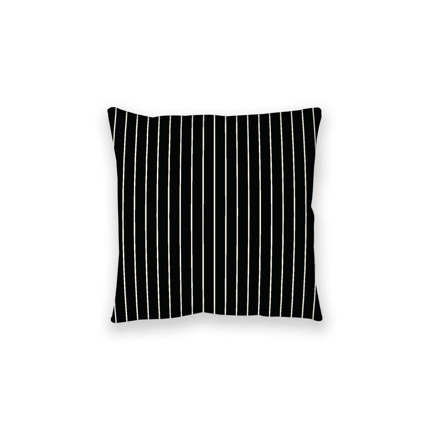 Black Spun Polyester Floor Pillow, Pale Cream Stripes on Top, Black Bottom, 28 x 28 inches