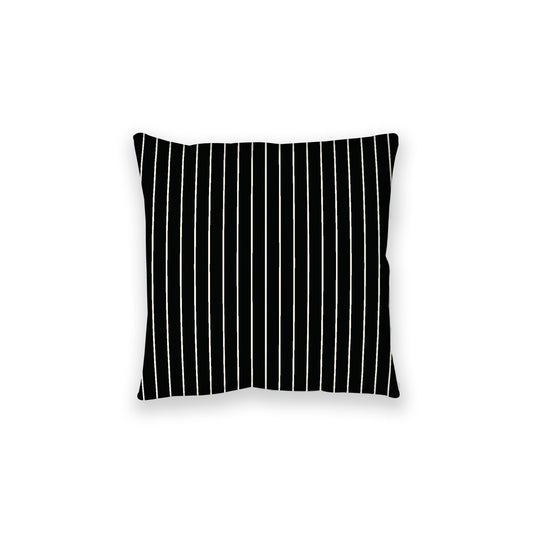 Black Spun Polyester Floor Pillow, Pale Cream Stripes on Top, Black Bottom, 28 x 28 inches