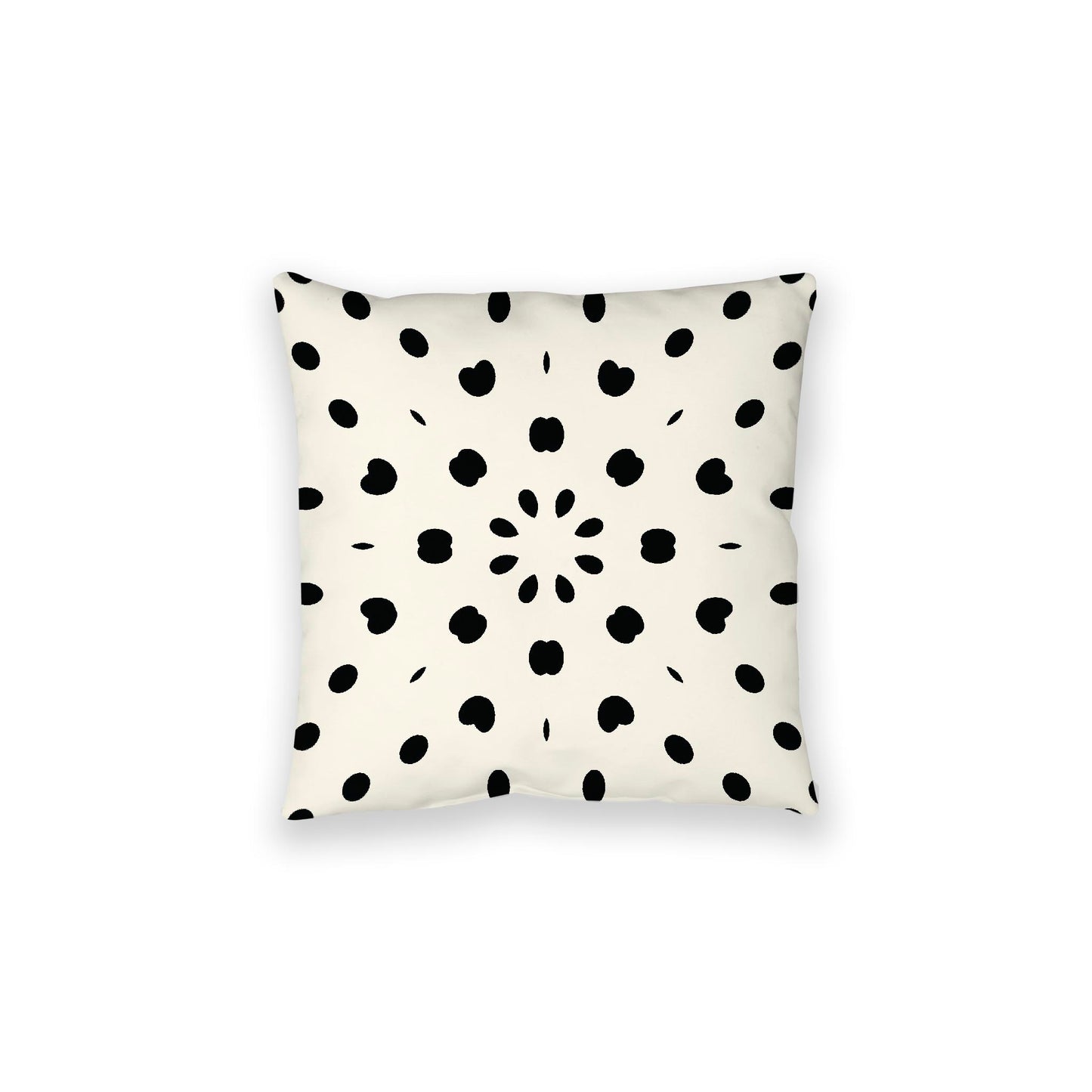 Pale Cream Spun Polyester Floor Pillow, Black Burst on Top, Pale Cream Bottom, 28 x 28 inches