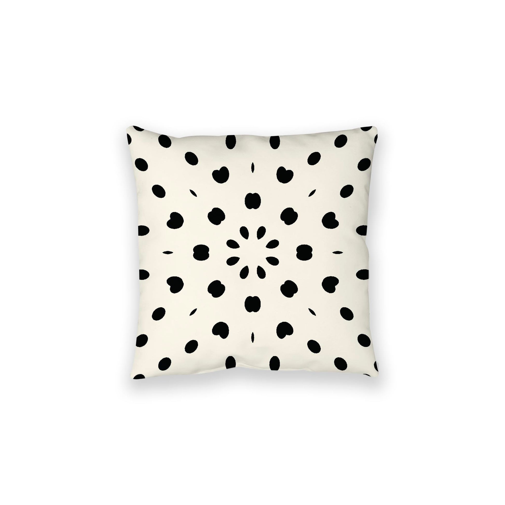 Pale Cream Spun Polyester Floor Pillow, Black Burst on Top, Pale Cream Bottom, 28 x 28 inches