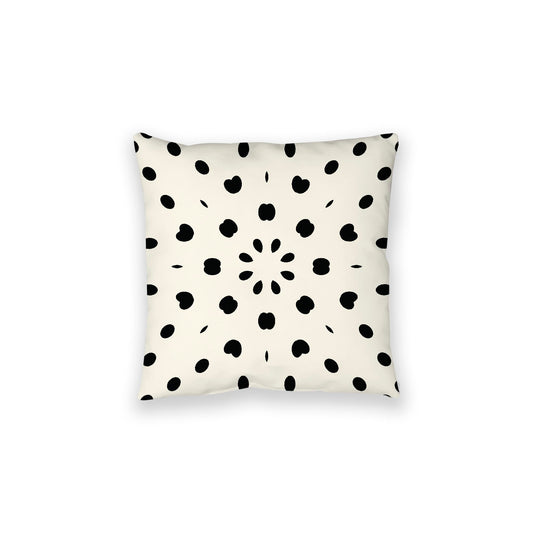 Pale Cream Spun Polyester Floor Pillow, Black Burst on Top, Pale Cream Bottom, 28 x 28 inches