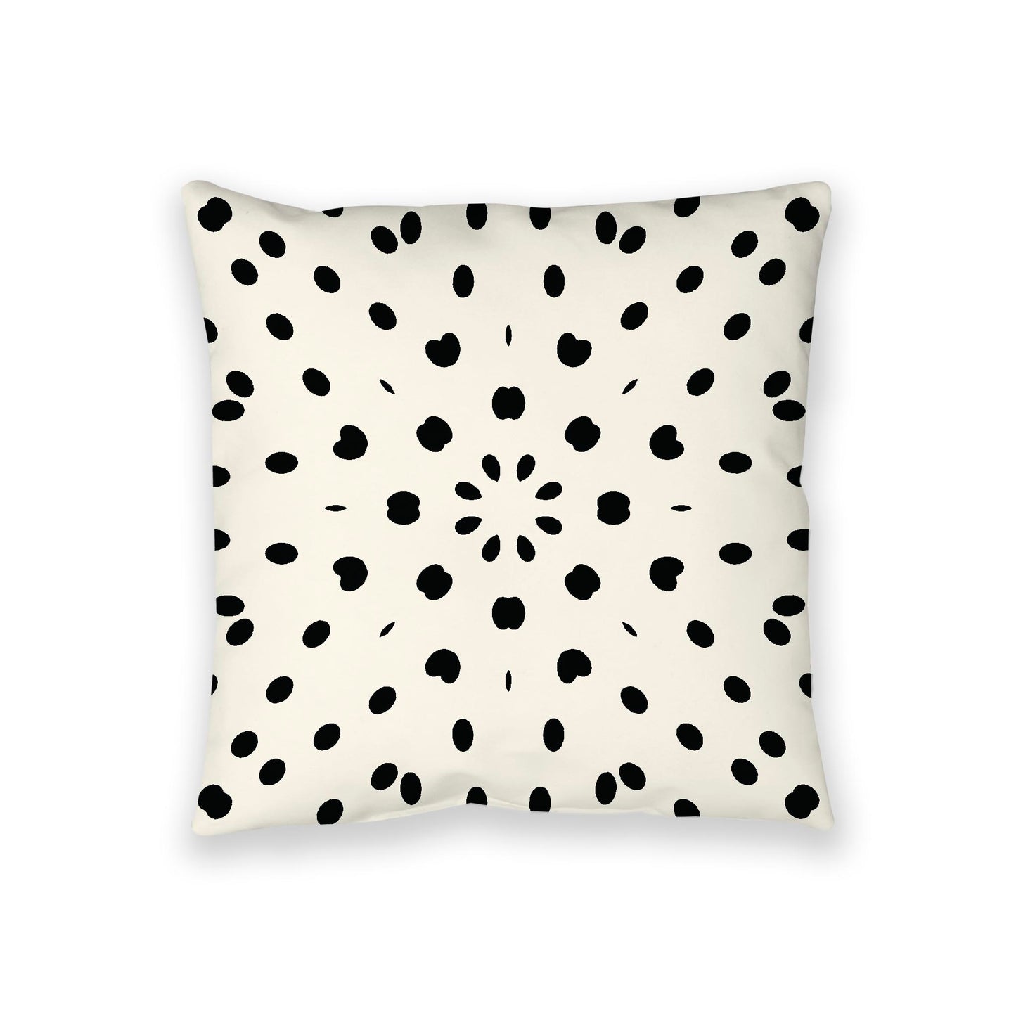 Pale Cream Spun Polyester Floor Pillow, Black Burst on Top, Pale Cream Bottom, 36 x 36 inches