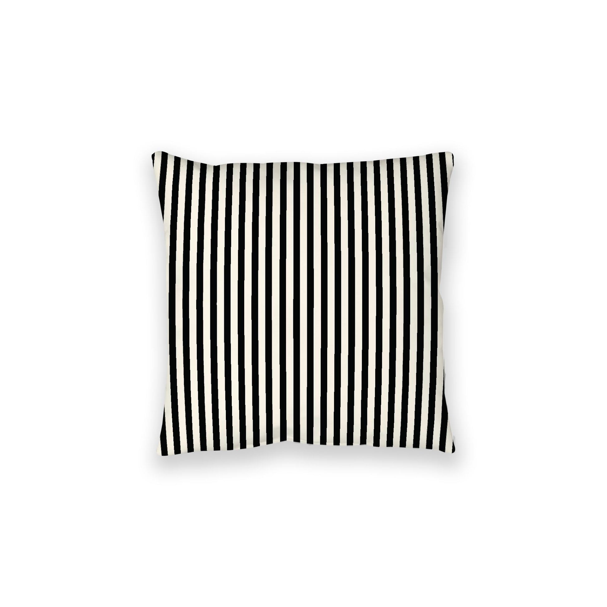 Pale Cream Spun Polyester Floor Pillow, Thin Black Bars on Top, Pale Cream Bottom, 28 x 28 inches