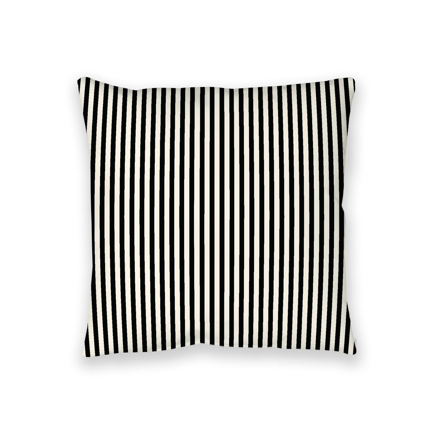 Pale Cream Spun Polyester Floor Pillow, Thin Black Bars on Top, Pale Cream Bottom, 36 x 36 inches