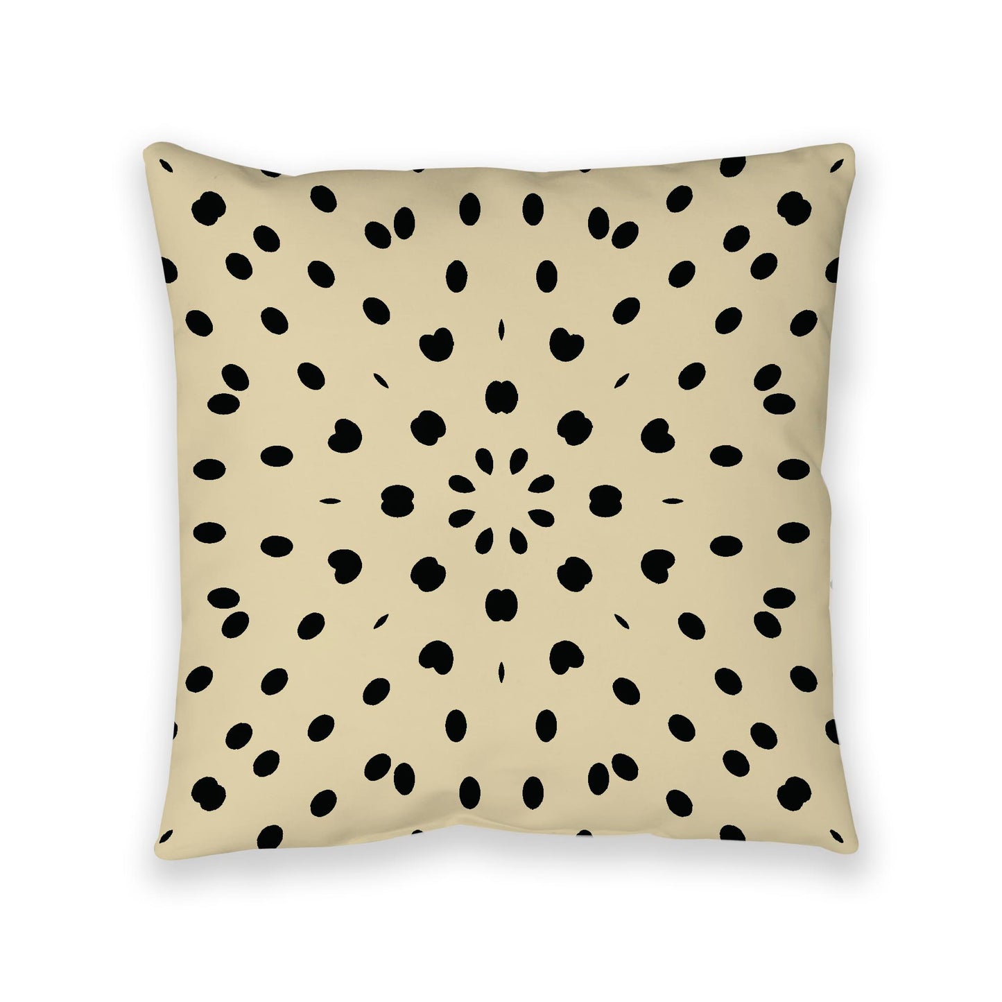 Desert Sand Spun Polyester Floor Pillow, Black Burst on Top, Desert Sand Bottom, 40 x 40 inches