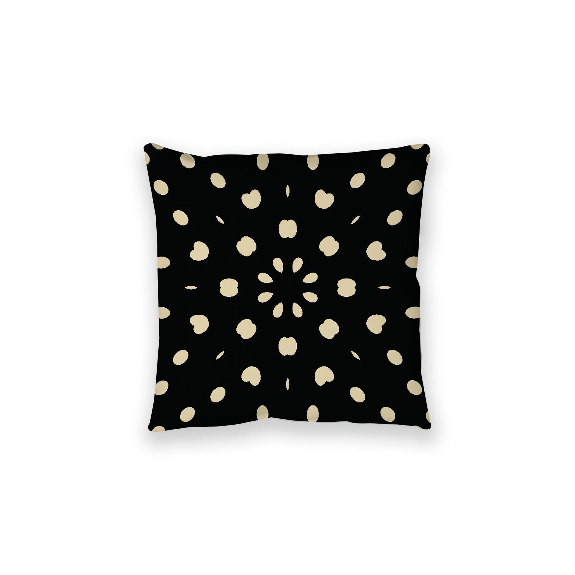 Black Spun Polyester Floor Pillow, Desert Sand Burst Pattern on Top, Black Bottom, 28 x 28 inches