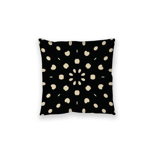 Black Spun Polyester Floor Pillow, Desert Sand Burst Pattern on Top, Black Bottom, 28 x 28 inches