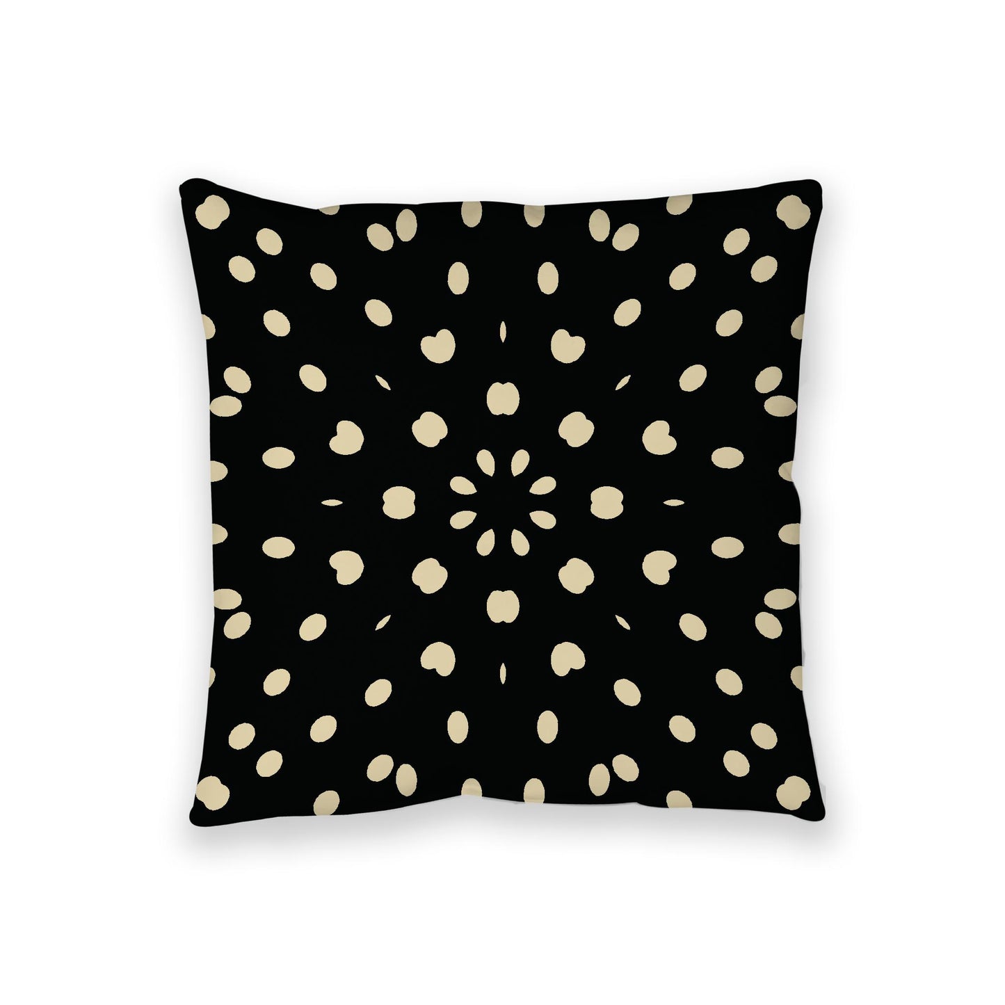 Black Spun Polyester Floor Pillow, Desert Sand Burst Pattern on Top, Black Bottom, 36 x 36 inches