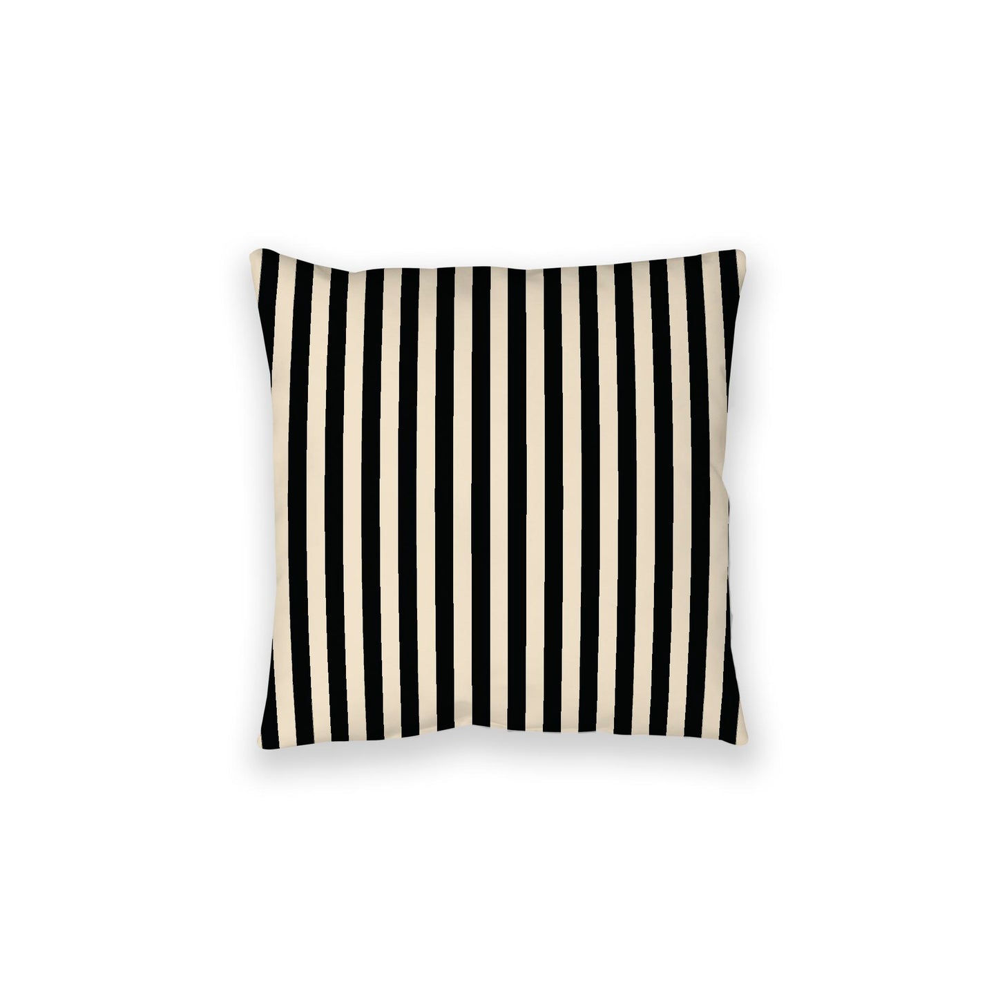Beige Spun Polyester Floor Pillow, Bold Black Bars on Top, Beige Bottom, 28 x 28 inches