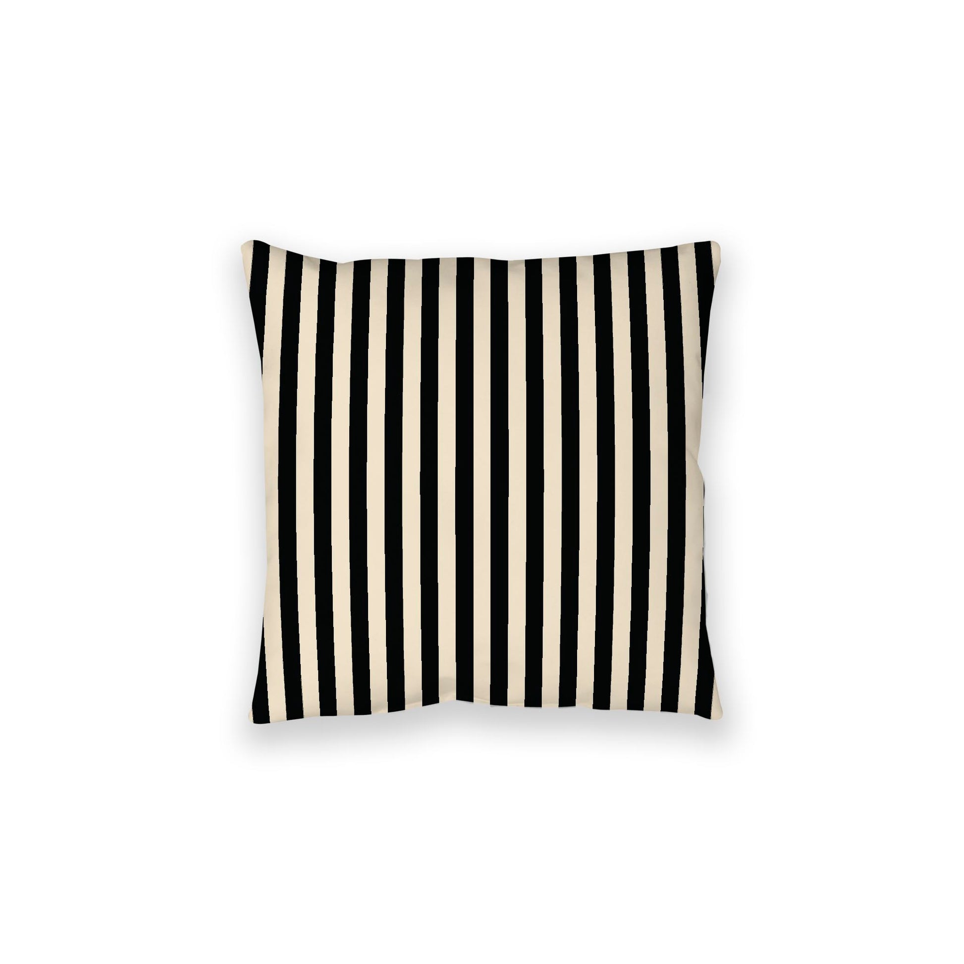 Beige Spun Polyester Floor Pillow, Bold Black Bars on Top, Beige Bottom, 28 x 28 inches