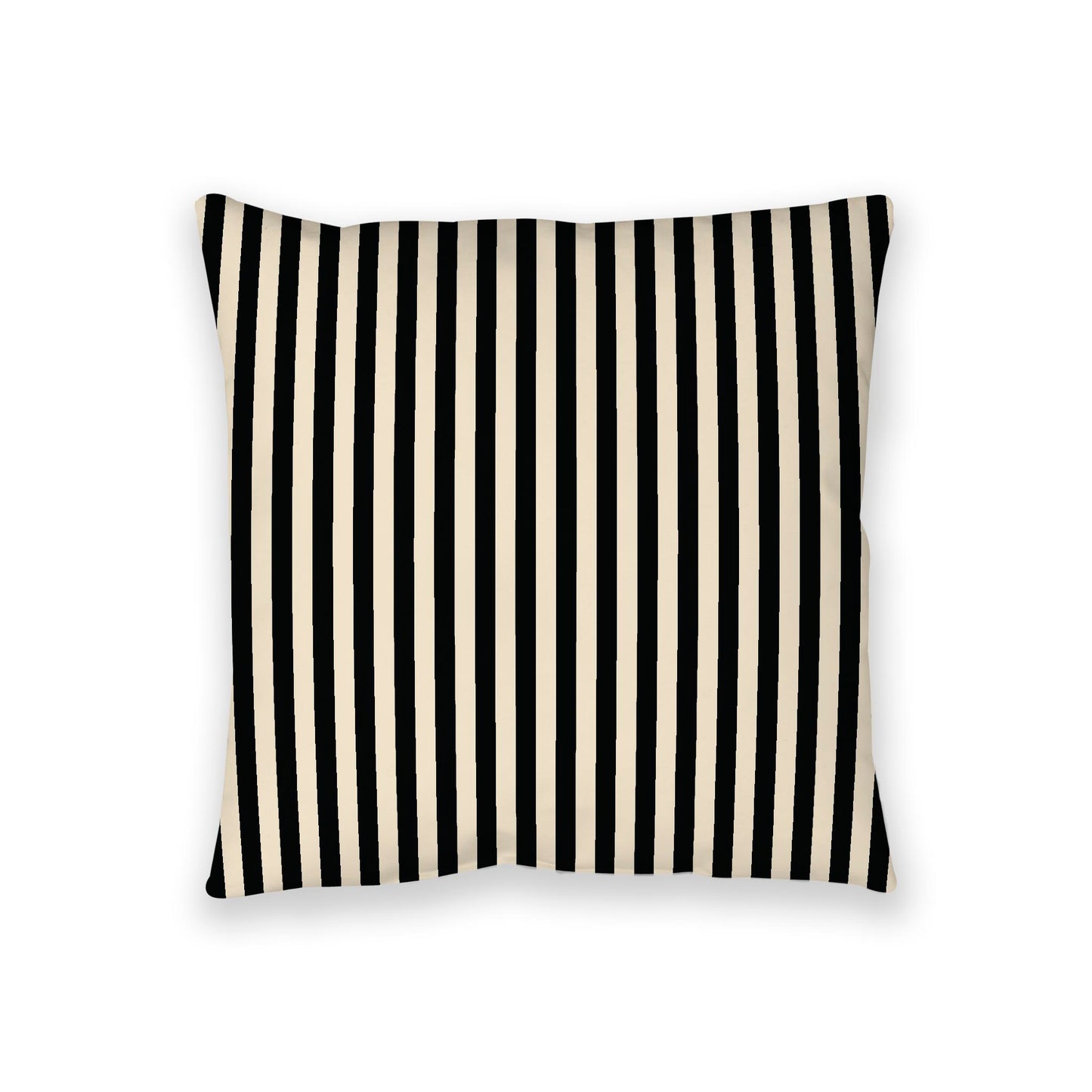 Beige Spun Polyester Floor Pillow, Bold Black Bars on Top, Beige Bottom, 36 x 36 inches