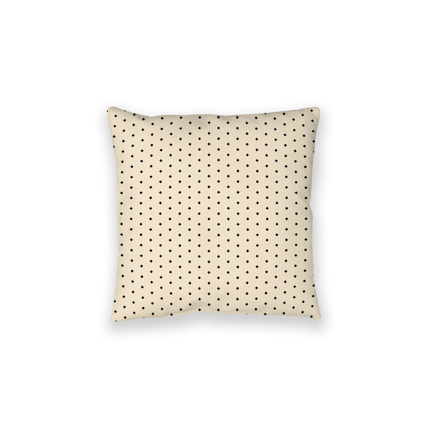 Beige Spun Polyester Floor Pillow, Black Diamonds on Top, Beige Bottom, 28 x 28 inches