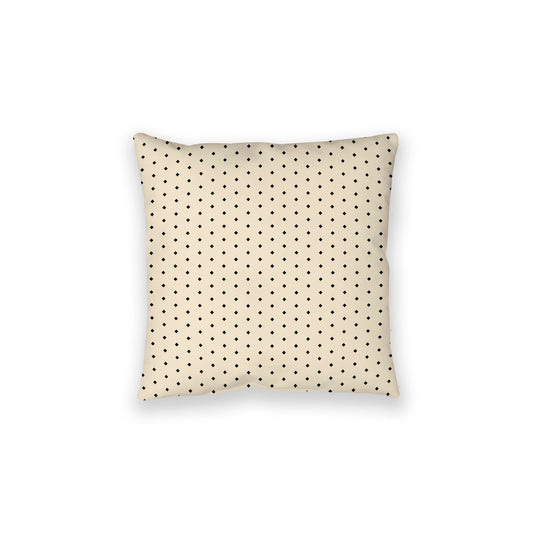 Beige Spun Polyester Floor Pillow, Black Diamonds on Top, Beige Bottom, 28 x 28 inches