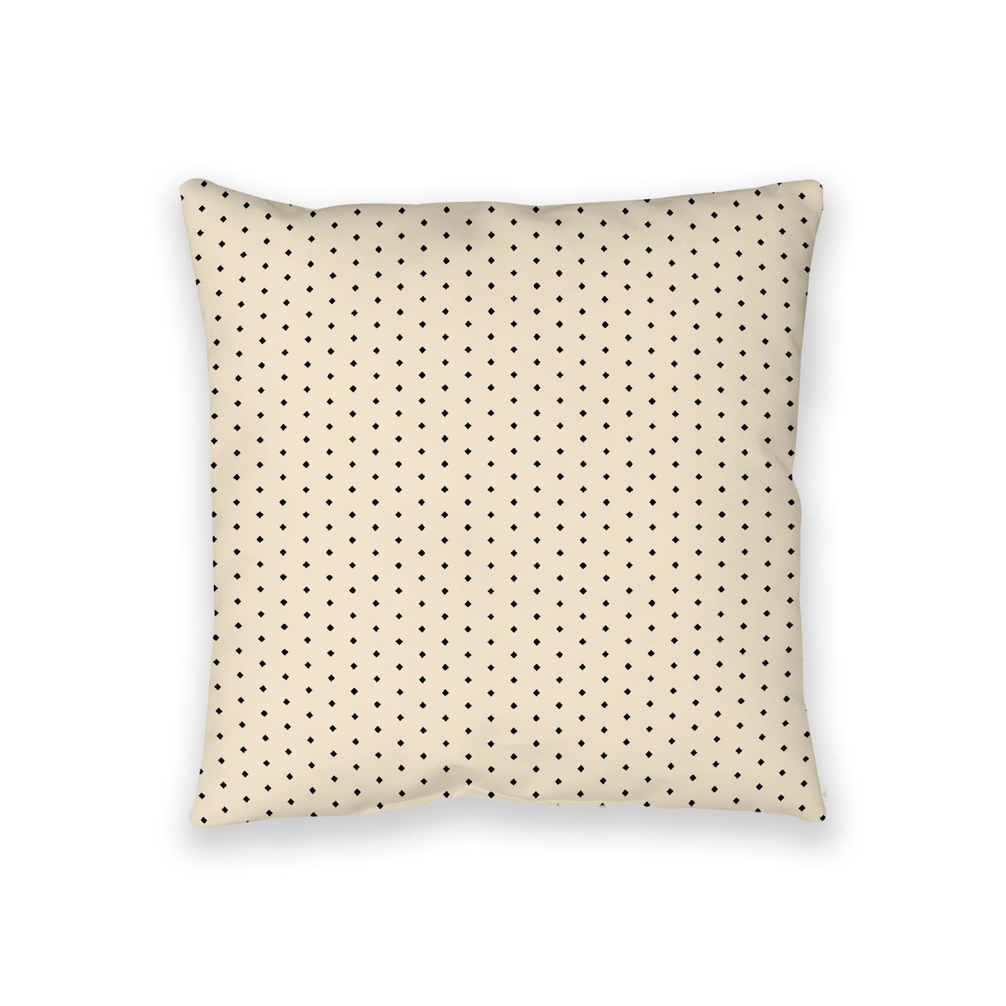 Beige Spun Polyester Floor Pillow, Black Diamonds on Top, Beige Bottom, 36 x 36 inches