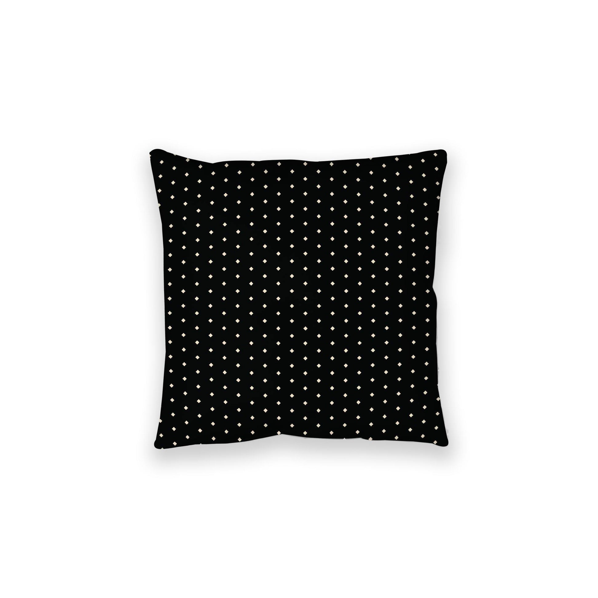 Black Spun Polyester Floor Pillow, Beige Diamonds on Top, Black Bottom, 28 x 28 inches