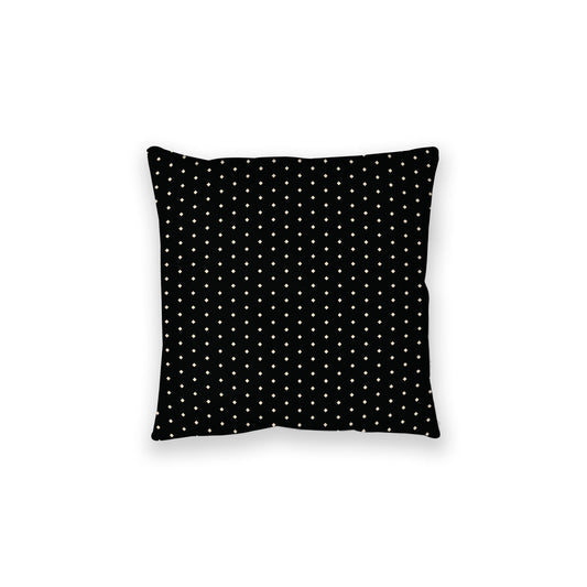 Black Spun Polyester Floor Pillow, Beige Diamonds on Top, Black Bottom, 28 x 28 inches