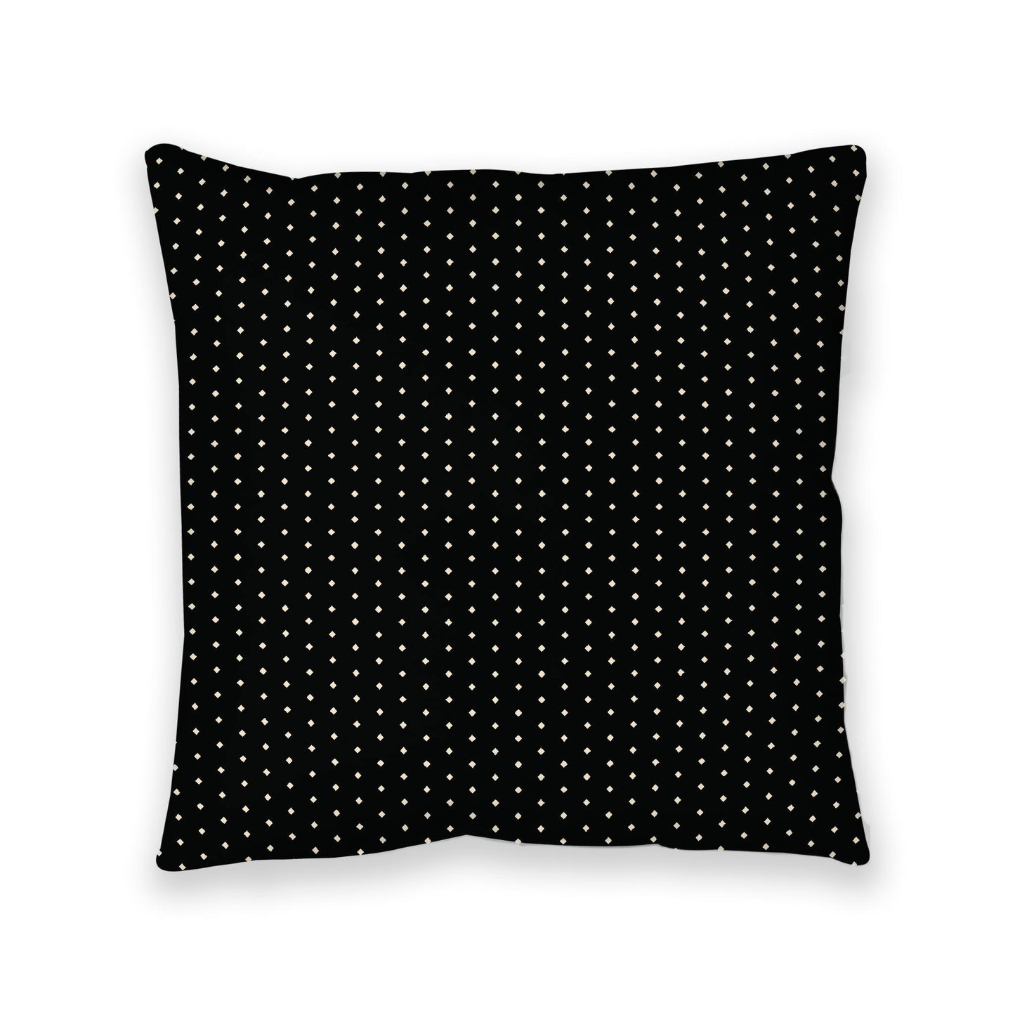 Black Spun Polyester Floor Pillow, Beige Diamonds on Top, Black Bottom, 40 x 40 inches