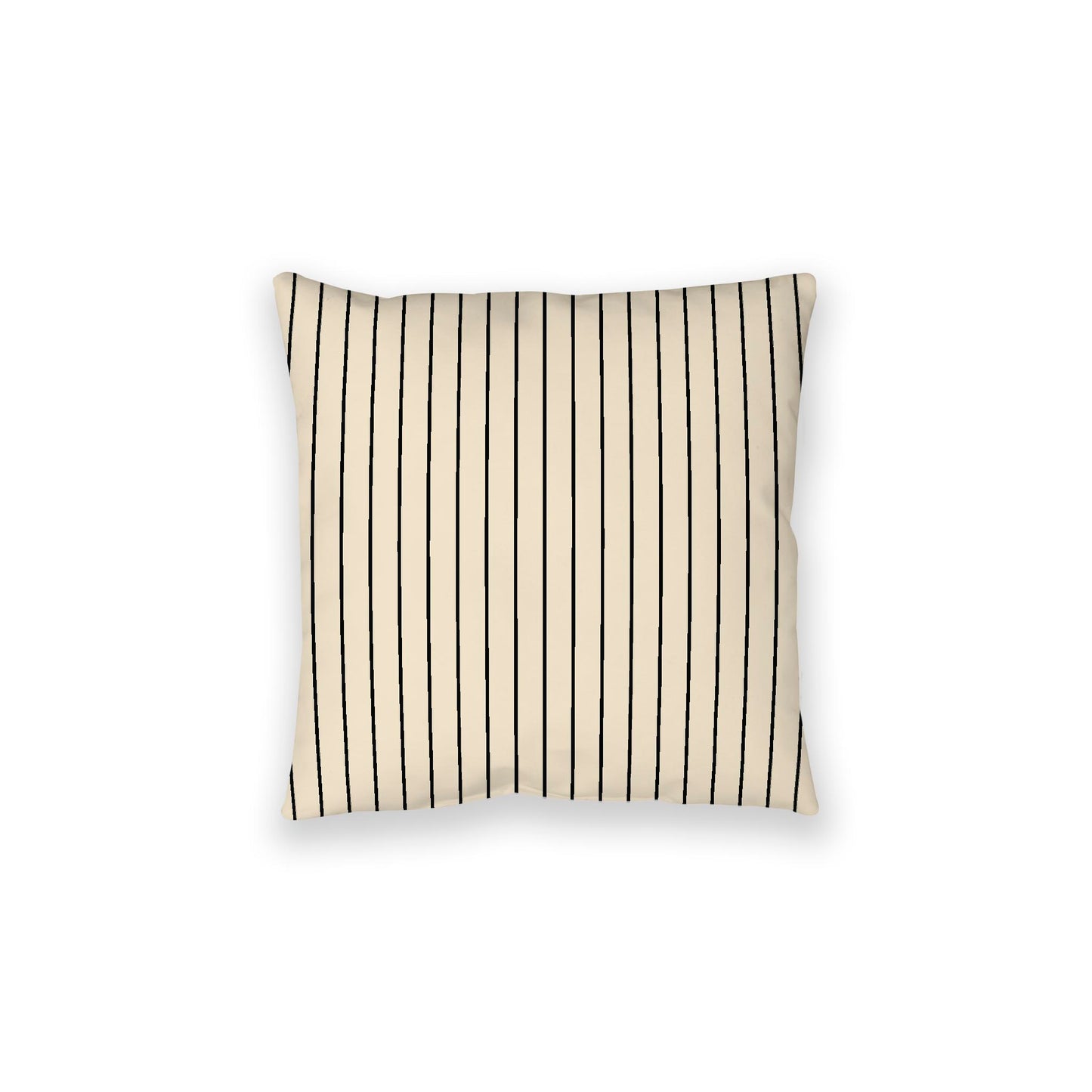 Beige Spun Polyester Floor Pillow, Black Stripes on Top, Beige Bottom, 28 x 28 inches