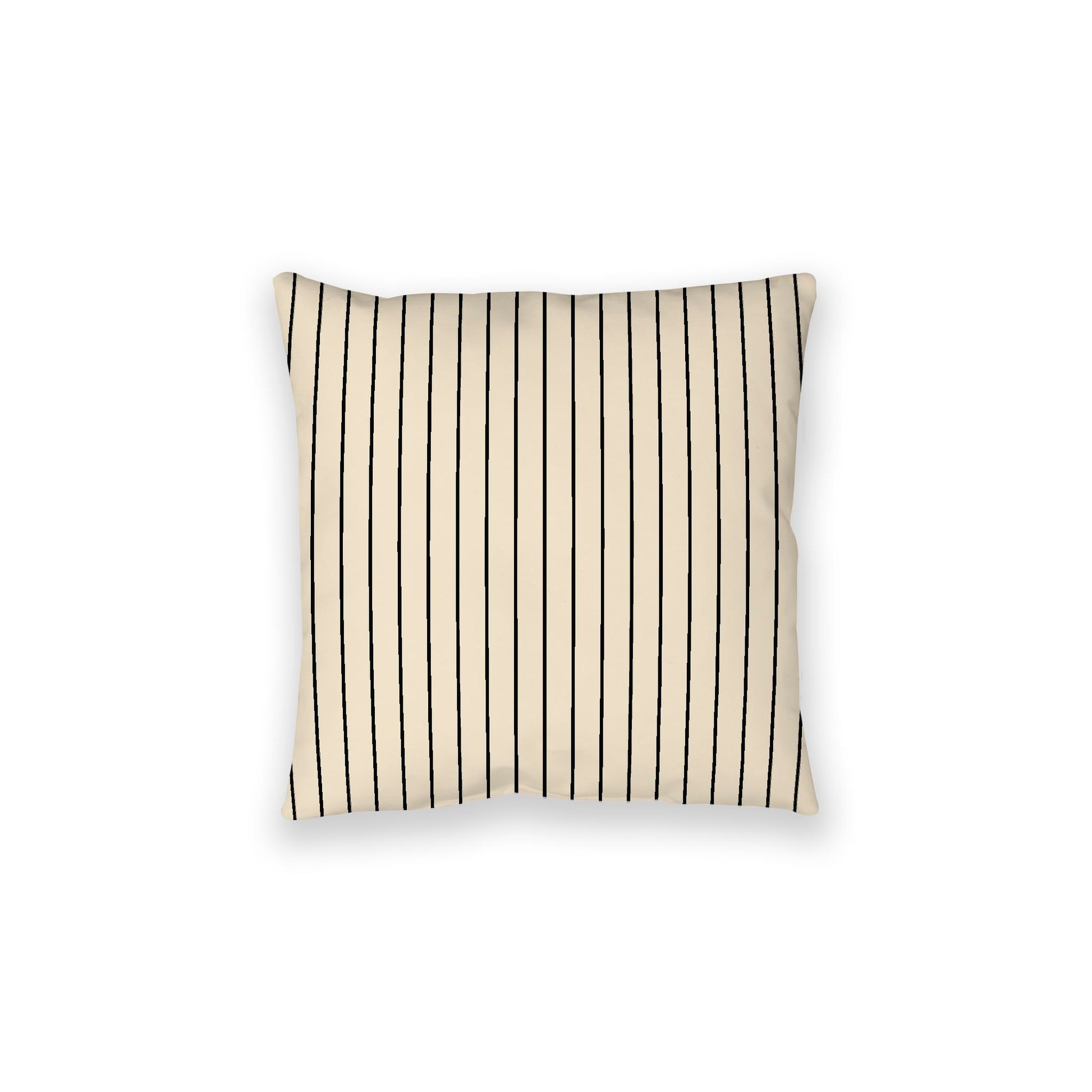 Beige Spun Polyester Floor Pillow, Black Stripes on Top, Beige Bottom, 28 x 28 inches