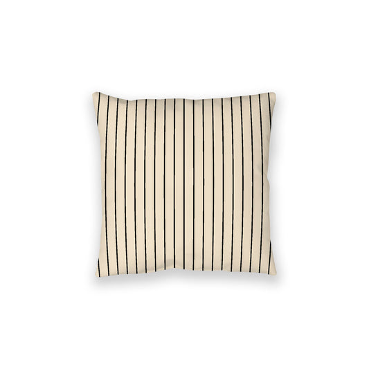 Beige Spun Polyester Floor Pillow, Black Stripes on Top, Beige Bottom, 28 x 28 inches