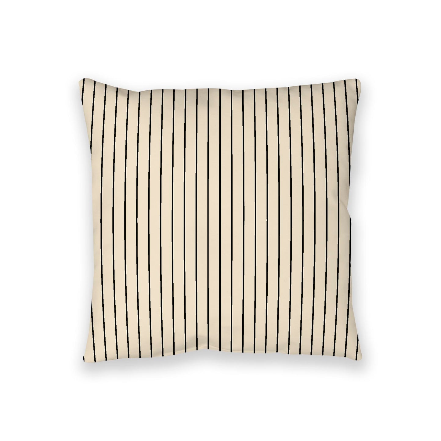 Beige Spun Polyester Floor Pillow, Black Stripes on Top, Beige Bottom, 36 x 36 inches