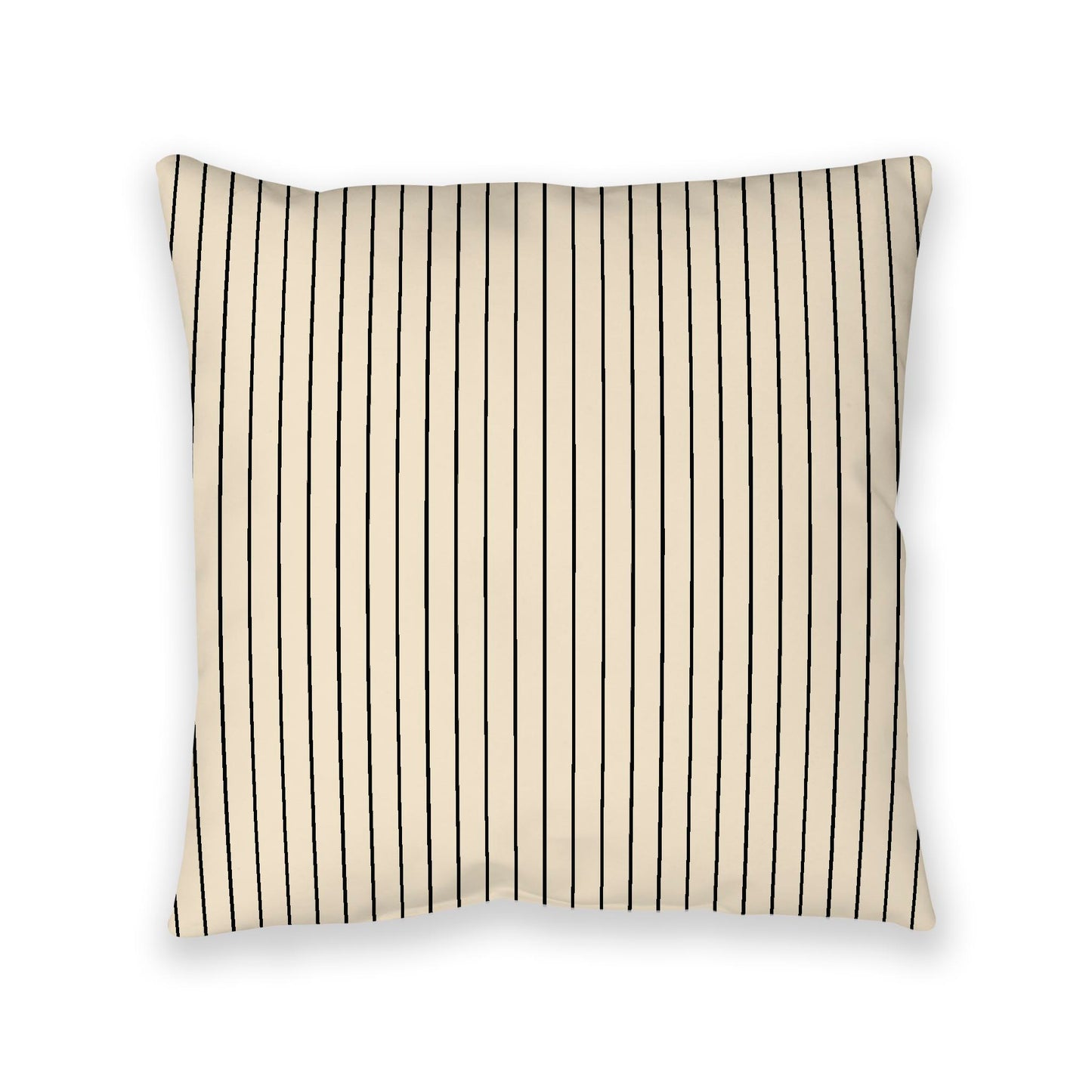 Beige Spun Polyester Floor Pillow, Black Stripes on Top, Beige Bottom, 40 x 40 inches
