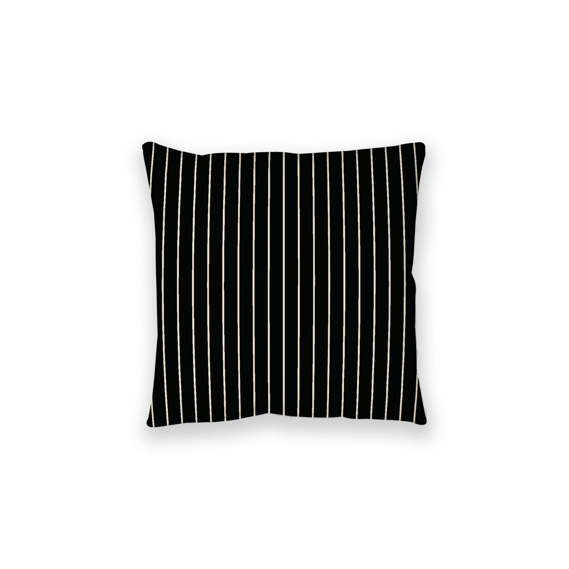 Black Spun Polyester Floor Pillow, Beige Stripes on Top, Black Bottom, 28 x 28 inches