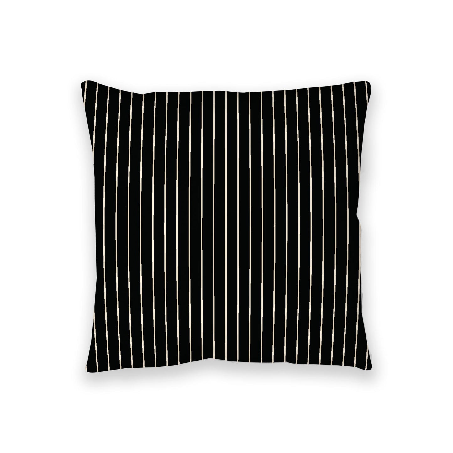 Black Spun Polyester Floor Pillow, Beige Stripes on Top, Black Bottom, 36 x 36 inches