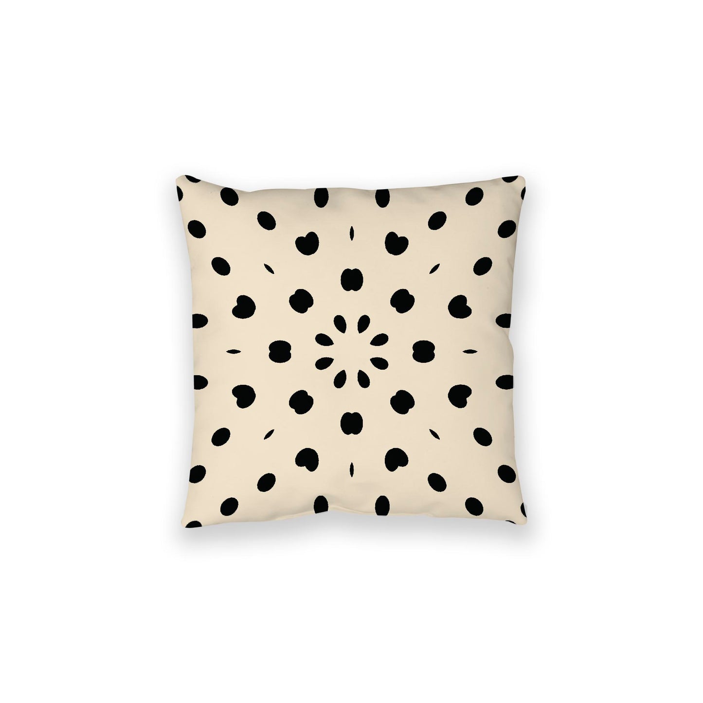 Beige Spun Polyester Floor Pillow, Black Burst on Top, Beige Bottom, 28 x 28 inches
