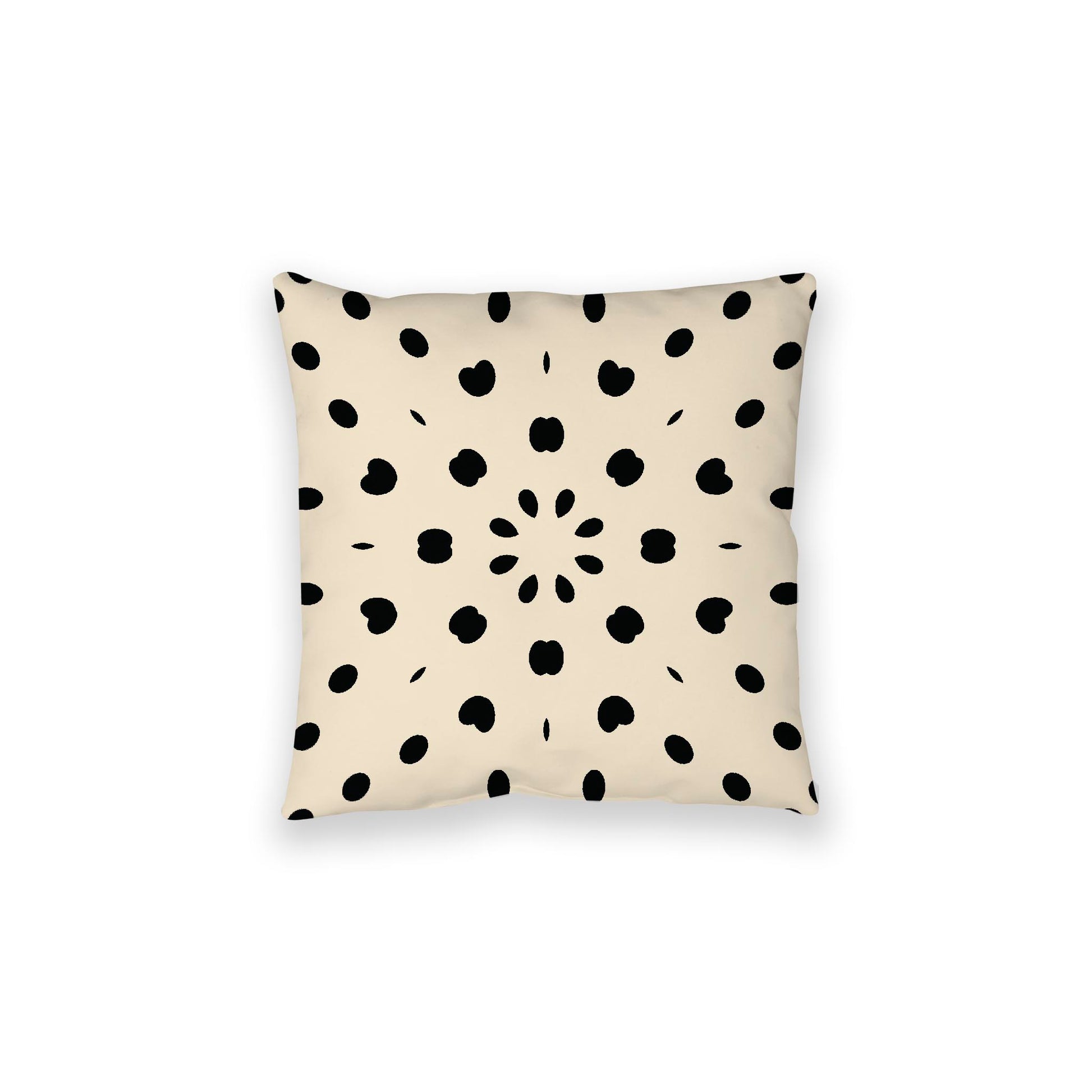 Beige Spun Polyester Floor Pillow, Black Burst on Top, Beige Bottom, 28 x 28 inches