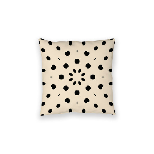 Beige Spun Polyester Floor Pillow, Black Burst on Top, Beige Bottom, 28 x 28 inches
