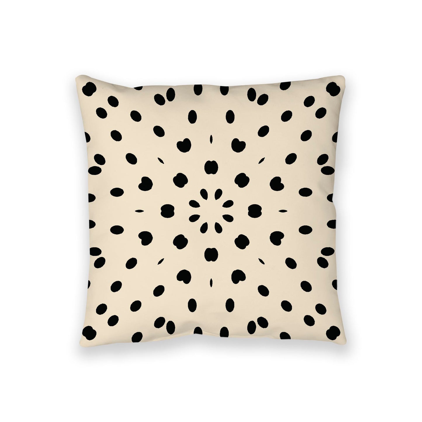 Beige Spun Polyester Floor Pillow, Black Burst on Top, Beige Bottom, 36 x 36 inches