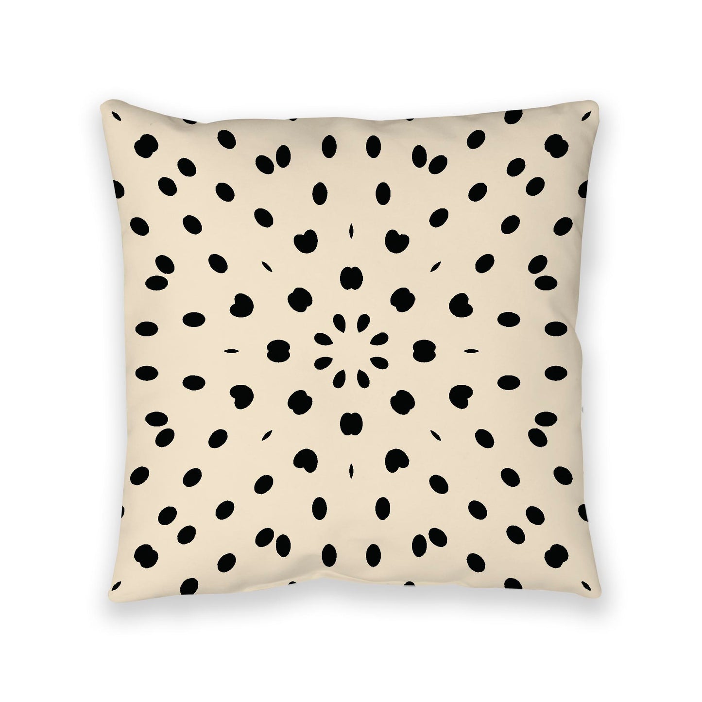 Beige Spun Polyester Floor Pillow, Black Burst on Top, Beige Bottom, 40 x 40 inches