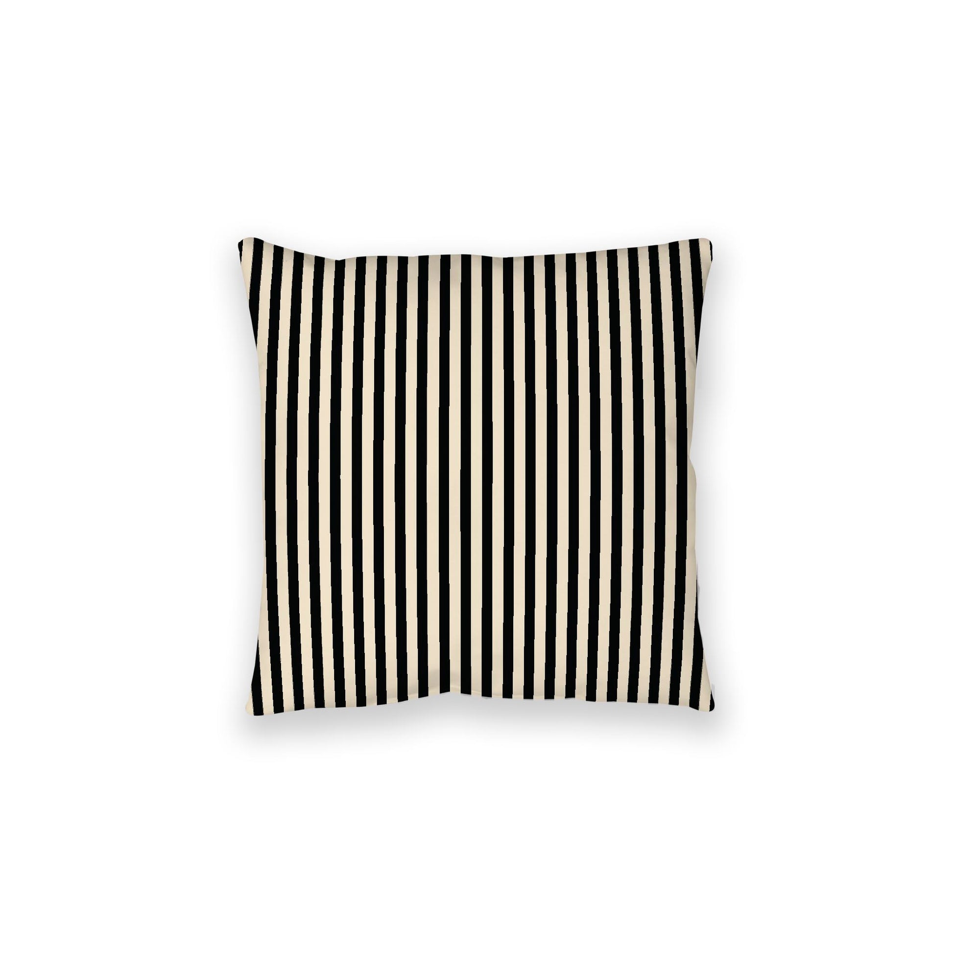 Beige Spun Polyester Floor Pillow, Thin Black Bars on Top, Beige Bottom, 28 x 28 inches