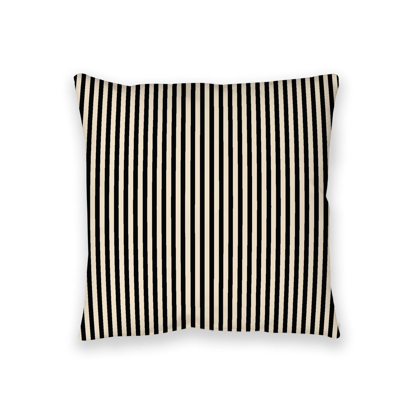 Beige Spun Polyester Floor Pillow, Thin Black Bars on Top, Beige Bottom, 36 x 36 inches