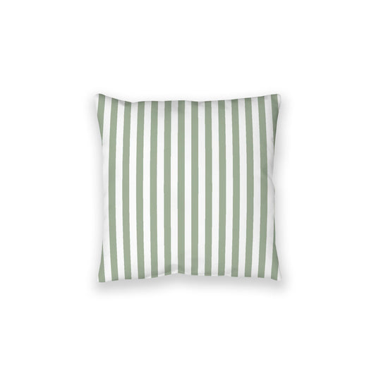 White Spun Polyester Floor Pillow, Bold Green Bars on Top, White Bottom, 28 x 28 inches