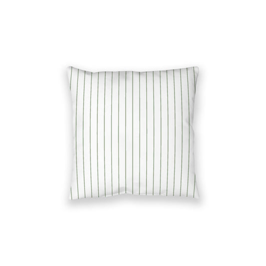 White Spun Polyester Floor Pillow, Green Stripes on Top, White Bottom, 28 x 28 inches