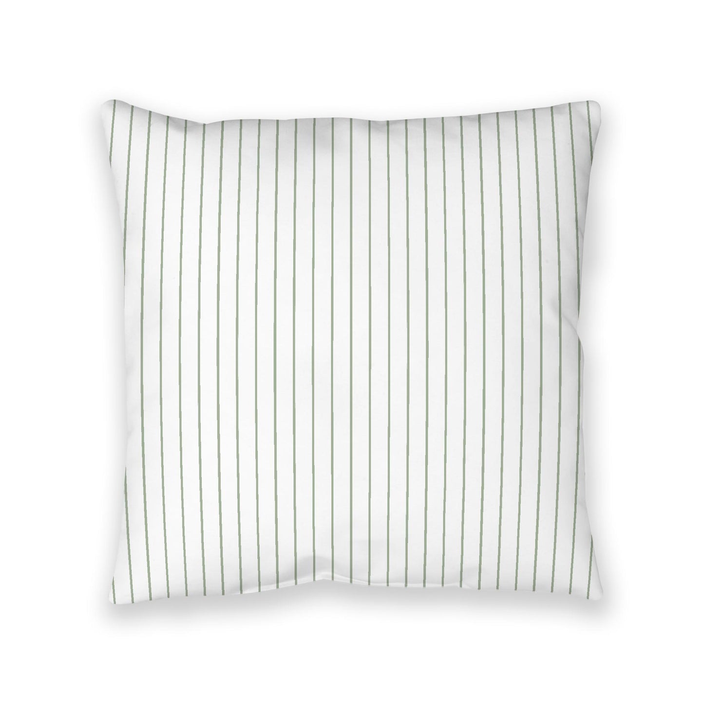 White Spun Polyester Floor Pillow, Green Stripes on Top, White Bottom, 40 x 40 inches