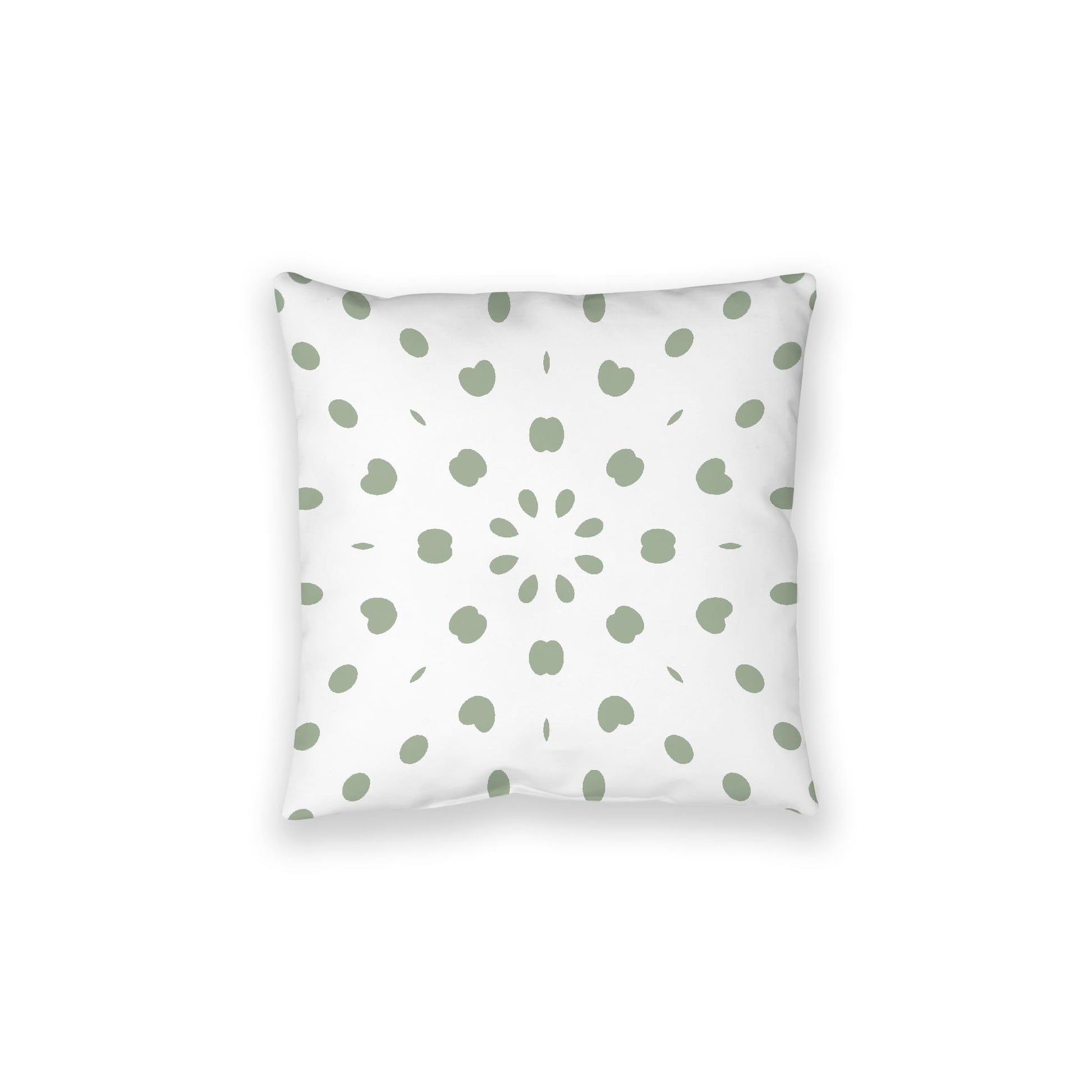 White Spun Polyester Floor Pillow, Green Burst on Top, White Bottom, 28 x 28 inches