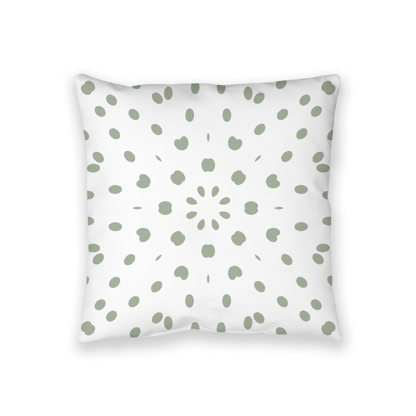 White Spun Polyester Floor Pillow, Green Burst on Top, White Bottom, 36 x 36 inches