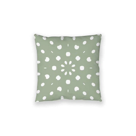 Green Spun Polyester Floor Pillow, White Burst Pattern on Top, Green Bottom, 28 x 28 inches