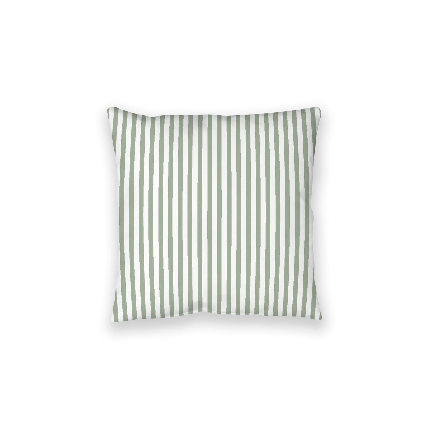 White Spun Polyester Floor Pillow, Thin Green Bars on Top, White Bottom, 28 x 28 inches