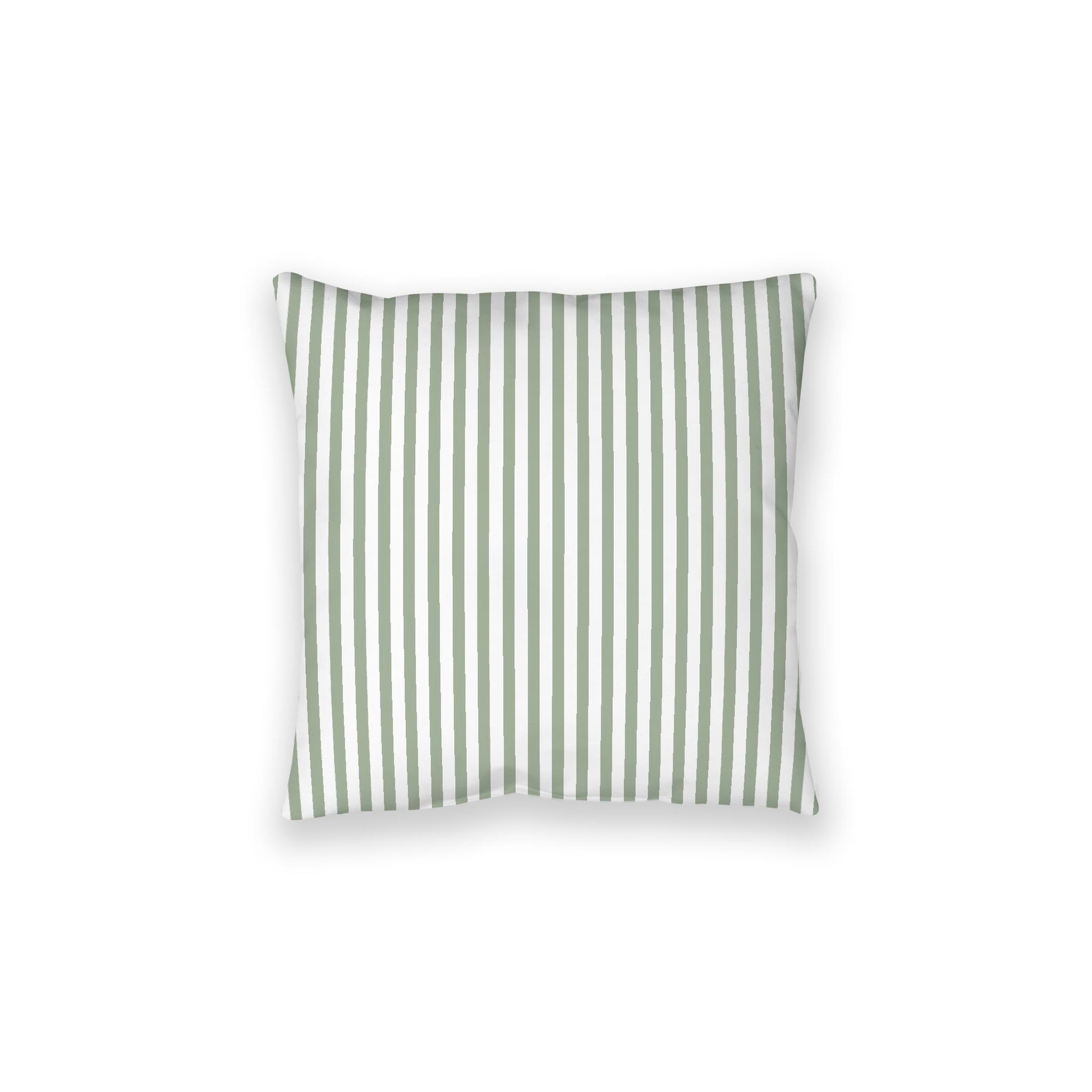 White Spun Polyester Floor Pillow, Thin Green Bars on Top, White Bottom, 28 x 28 inches