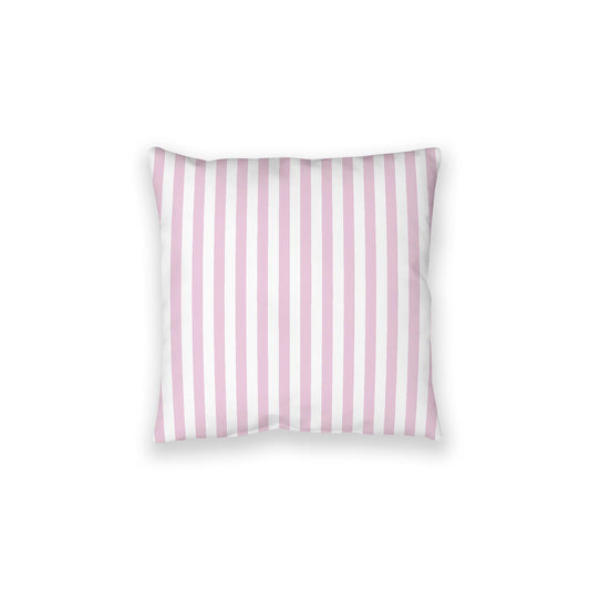 White Spun Polyester Floor Pillow, Bold Pink Bars on Top, White Bottom, 28 x 28 inches