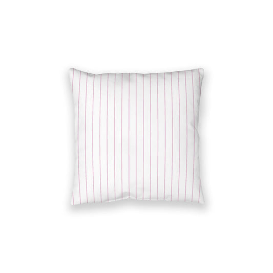 White Spun Polyester Floor Pillow, Pink Stripes on Top, White Bottom, 28 x 28 inches