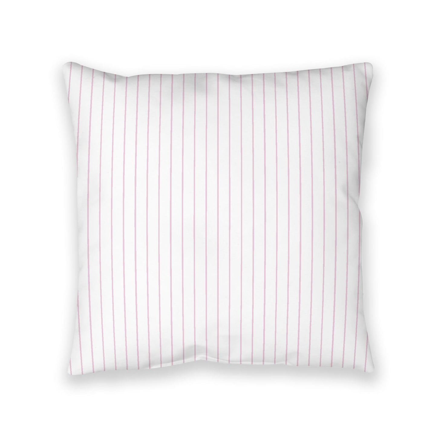 White Spun Polyester Floor Pillow, Pink Stripes on Top, White Bottom, 40 x 40 inches